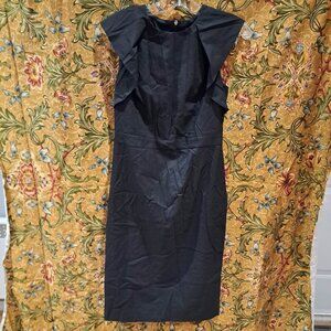 Sleeveless grey dress with ruffle shoulders Zipper on back NWT new with tag